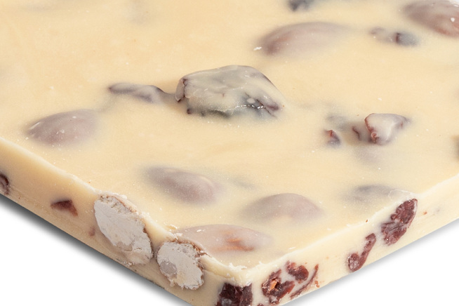 Handmade White Chocolate Bar with Almond and Cranberries 1KG